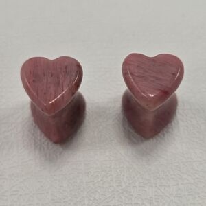 2G (6mm) Rhodonite Heart Stone Plugs - Natural Pink & Black